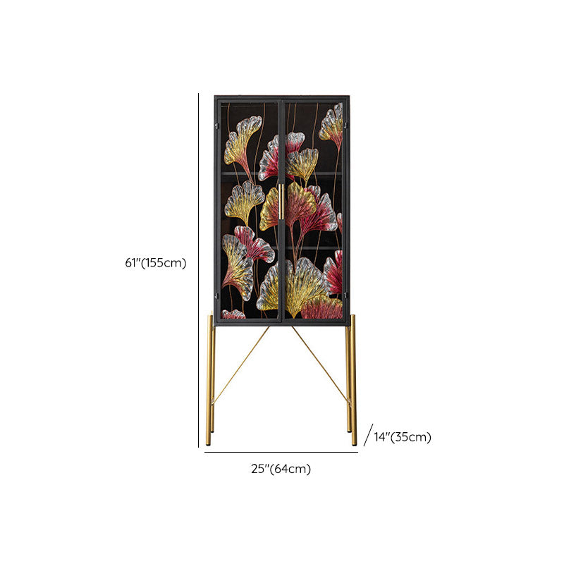 Glam Glass Door Sideboard Engineered Wood Side Board for Kitchen Use Clearhalo 'buffet_sideboard' 'Buffets & Sideboards' 'furn' 'furn_buffet_sideboard' 'Furniture' 'Kitchen & Dining Furniture' 6732573