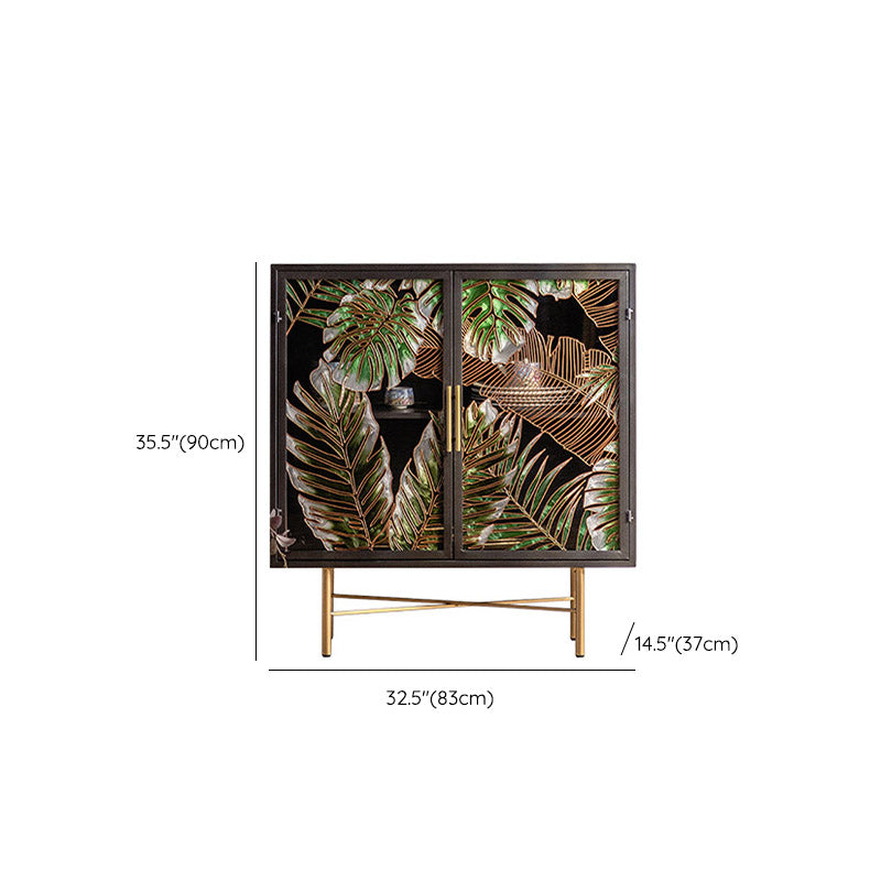 Glam Glass Door Sideboard Engineered Wood Side Board for Kitchen Use Clearhalo 'buffet_sideboard' 'Buffets & Sideboards' 'furn' 'furn_buffet_sideboard' 'Furniture' 'Kitchen & Dining Furniture' 6732574