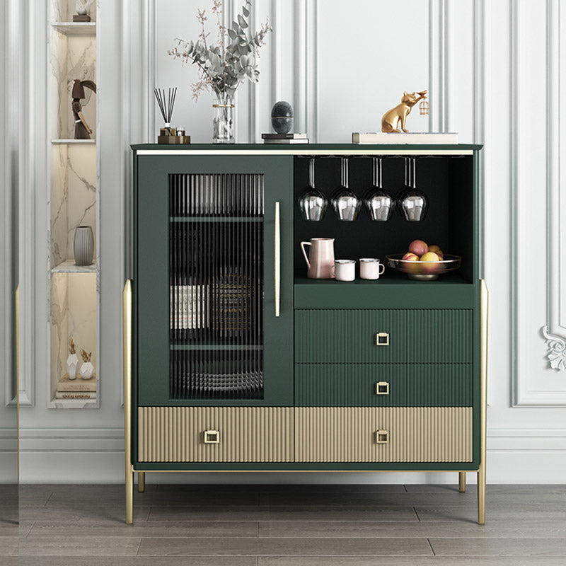 Table de buffet en bois massif planche latérale contemporaine avec armoires et tiroirs