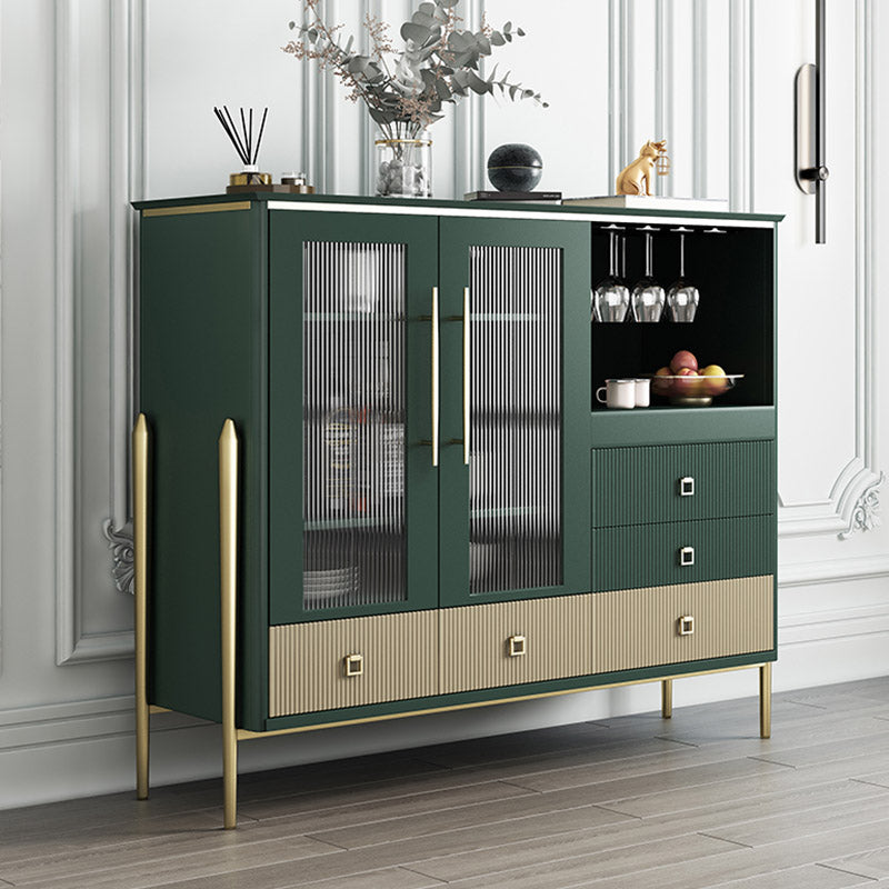 Table de buffet en bois massif planche latérale contemporaine avec armoires et tiroirs