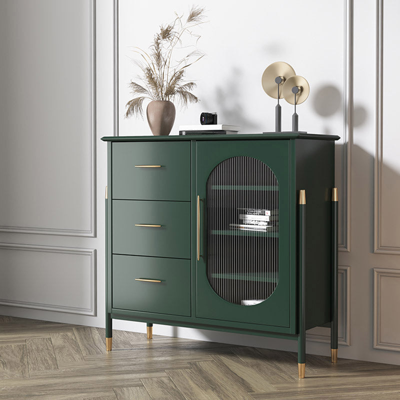 Table de buffet en bois massif planche latérale contemporaine avec armoires et tiroirs