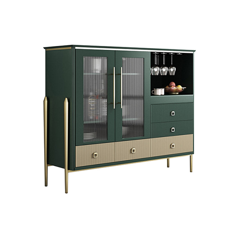 Table de buffet en bois massif planche latérale contemporaine avec armoires et tiroirs