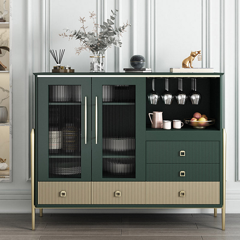 Table de buffet en bois massif planche latérale contemporaine avec armoires et tiroirs