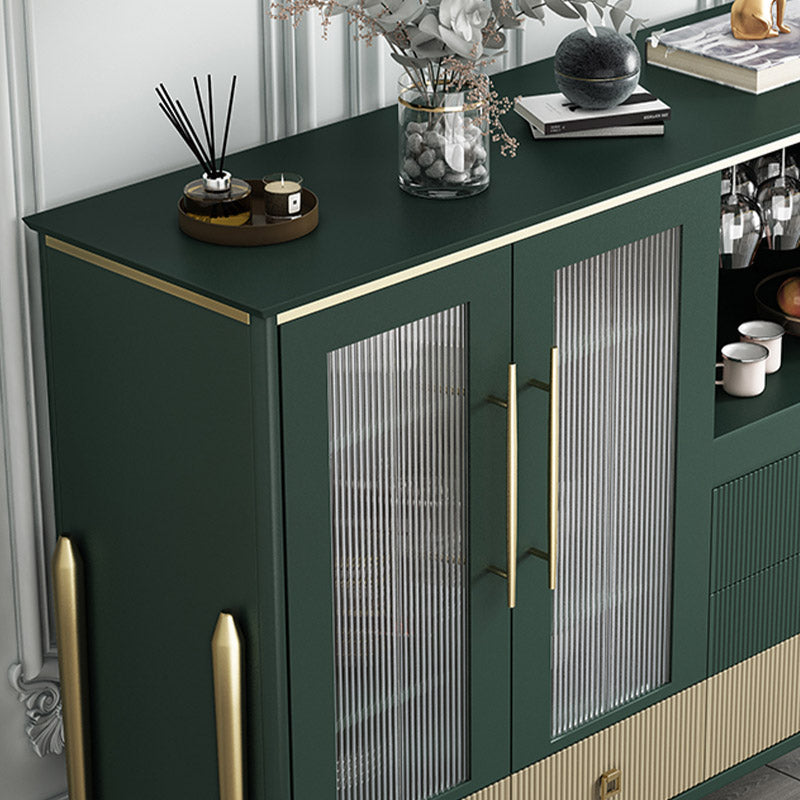 Table de buffet en bois massif planche latérale contemporaine avec armoires et tiroirs