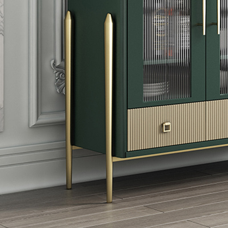 Table de buffet en bois massif planche latérale contemporaine avec armoires et tiroirs