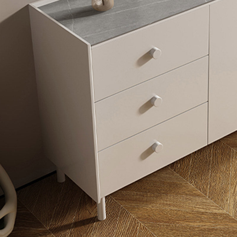 Buffet de restauration en pierre de crénza moderne et contemporain avec armoires et tiroirs