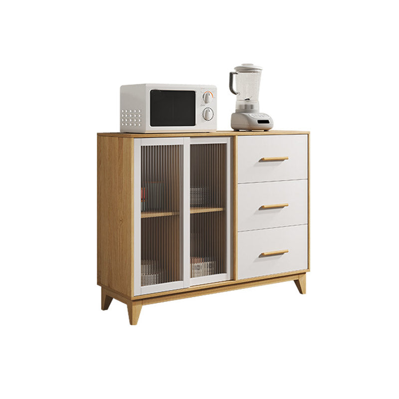 Modern Style Sideboard Engineered Wood Sideboard with Glass Door 47"L x 16"W x 38"H Wood Clearhalo 'buffet_sideboard' 'Buffets & Sideboards' 'furn' 'furn_buffet_sideboard' 'Furniture' 'Kitchen & Dining Furniture' 6732776