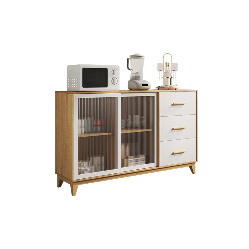 Modern Style Sideboard Engineered Wood Sideboard with Glass Door 63"L x 16"W x 38"H Wood Clearhalo 'buffet_sideboard' 'Buffets & Sideboards' 'furn' 'furn_buffet_sideboard' 'Furniture' 'Kitchen & Dining Furniture' 6732779