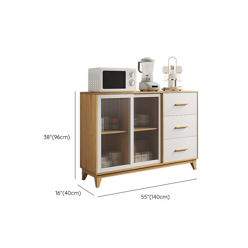 Modern Style Sideboard Engineered Wood Sideboard with Glass Door Clearhalo 'buffet_sideboard' 'Buffets & Sideboards' 'furn' 'furn_buffet_sideboard' 'Furniture' 'Kitchen & Dining Furniture' 6732795