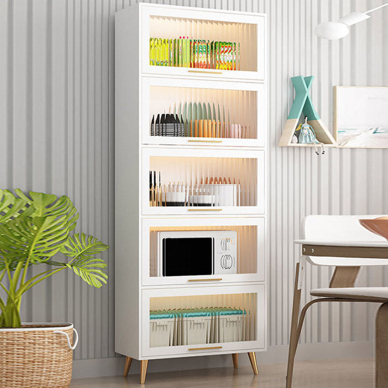 Glam Glass Door Sideboard Engineered Wood Side Board without LED Lights Clearhalo 'buffet_sideboard' 'Buffets & Sideboards' 'furn' 'furn_buffet_sideboard' 'Furniture' 'Kitchen & Dining Furniture' 6732879