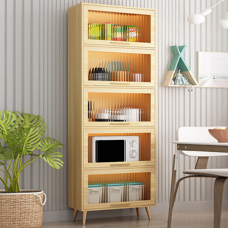 Glam Glass Door Sideboard Engineered Wood Side Board without LED Lights Clearhalo 'buffet_sideboard' 'Buffets & Sideboards' 'furn' 'furn_buffet_sideboard' 'Furniture' 'Kitchen & Dining Furniture' 6732882