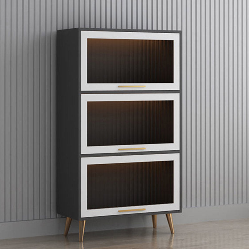 Glam Glass Door Sideboard Engineered Wood Side Board without LED Lights Grey Clearhalo 'buffet_sideboard' 'Buffets & Sideboards' 'furn' 'furn_buffet_sideboard' 'Furniture' 'Kitchen & Dining Furniture' 6732886