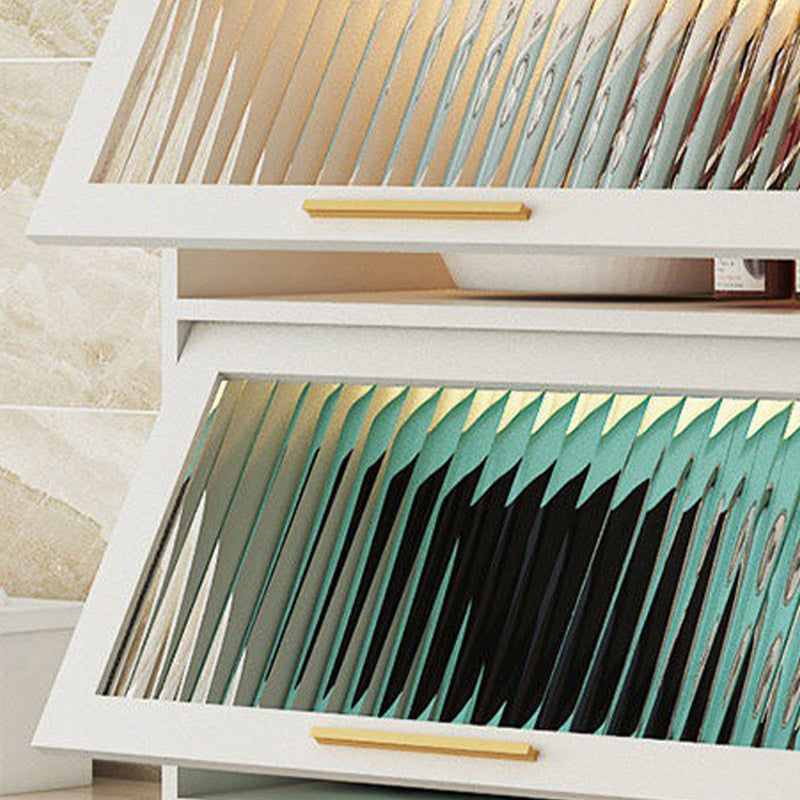 Glam Glass Door Sideboard Engineered Wood Side Board without LED Lights Clearhalo 'buffet_sideboard' 'Buffets & Sideboards' 'furn' 'furn_buffet_sideboard' 'Furniture' 'Kitchen & Dining Furniture' 6732893