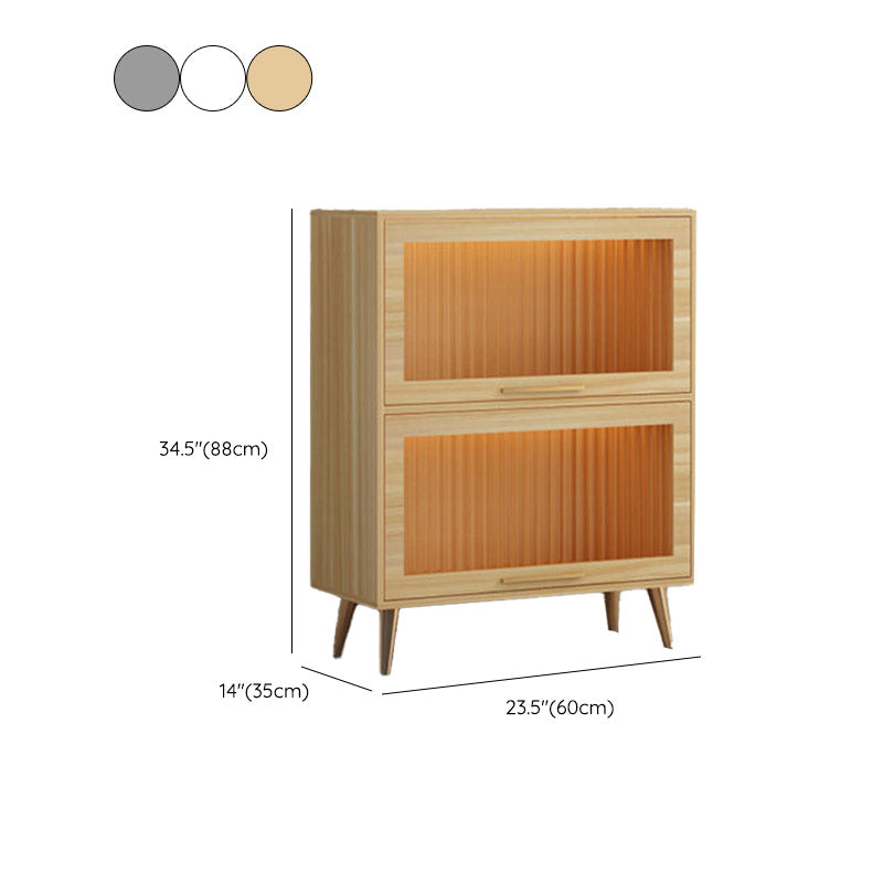 Glam Glass Door Sideboard Engineered Wood Side Board without LED Lights Clearhalo 'buffet_sideboard' 'Buffets & Sideboards' 'furn' 'furn_buffet_sideboard' 'Furniture' 'Kitchen & Dining Furniture' 6732906