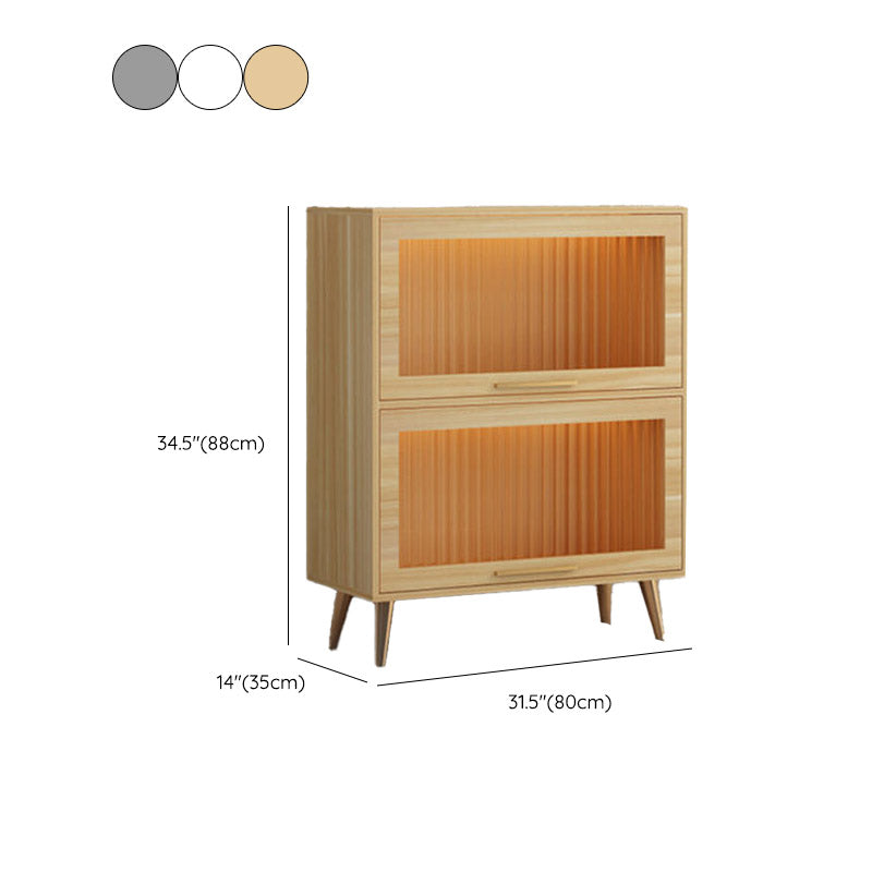 Glam Glass Door Sideboard Engineered Wood Side Board without LED Lights Clearhalo 'buffet_sideboard' 'Buffets & Sideboards' 'furn' 'furn_buffet_sideboard' 'Furniture' 'Kitchen & Dining Furniture' 6732908