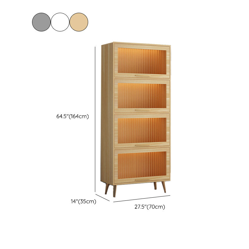 Glam Glass Door Sideboard Engineered Wood Side Board without LED Lights Clearhalo 'buffet_sideboard' 'Buffets & Sideboards' 'furn' 'furn_buffet_sideboard' 'Furniture' 'Kitchen & Dining Furniture' 6732913