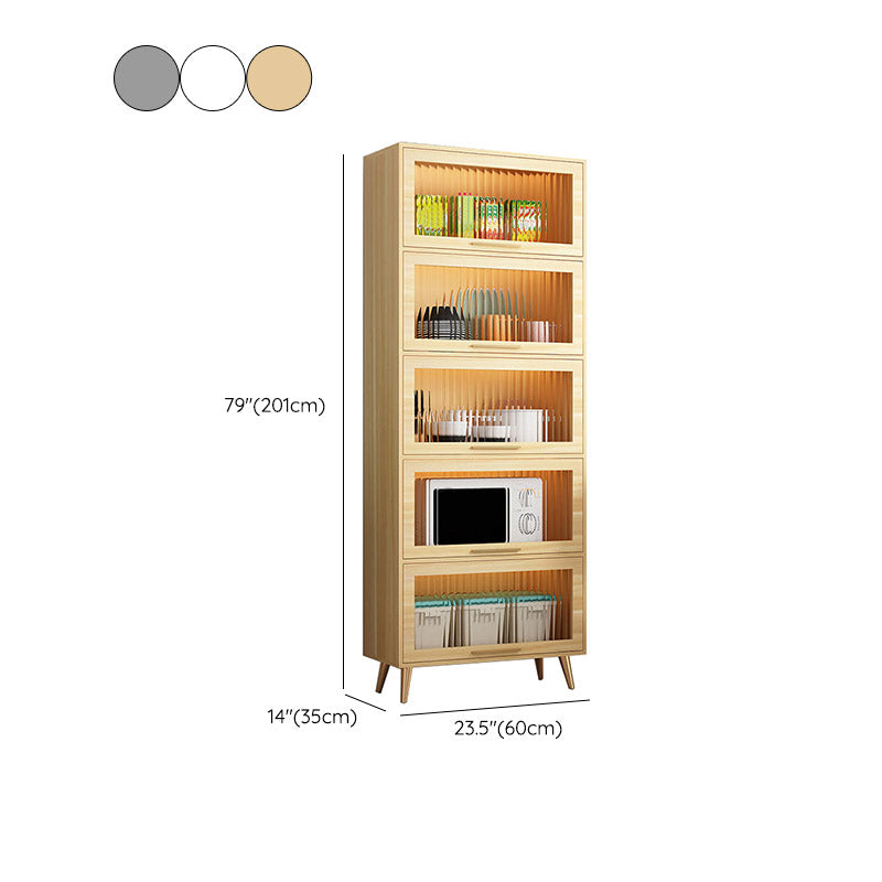 Glam Glass Door Sideboard Engineered Wood Side Board without LED Lights Clearhalo 'buffet_sideboard' 'Buffets & Sideboards' 'furn' 'furn_buffet_sideboard' 'Furniture' 'Kitchen & Dining Furniture' 6732915