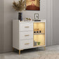 Sideboard in legno ingegnerizzato in stile glam con luci a LED