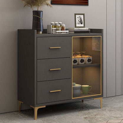 Sideboard in legno ingegnerizzato in stile glam con luci a LED