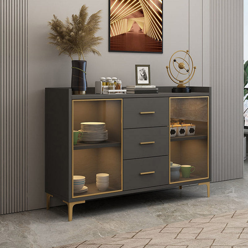 Sideboard in legno ingegnerizzato in stile glam con luci a LED