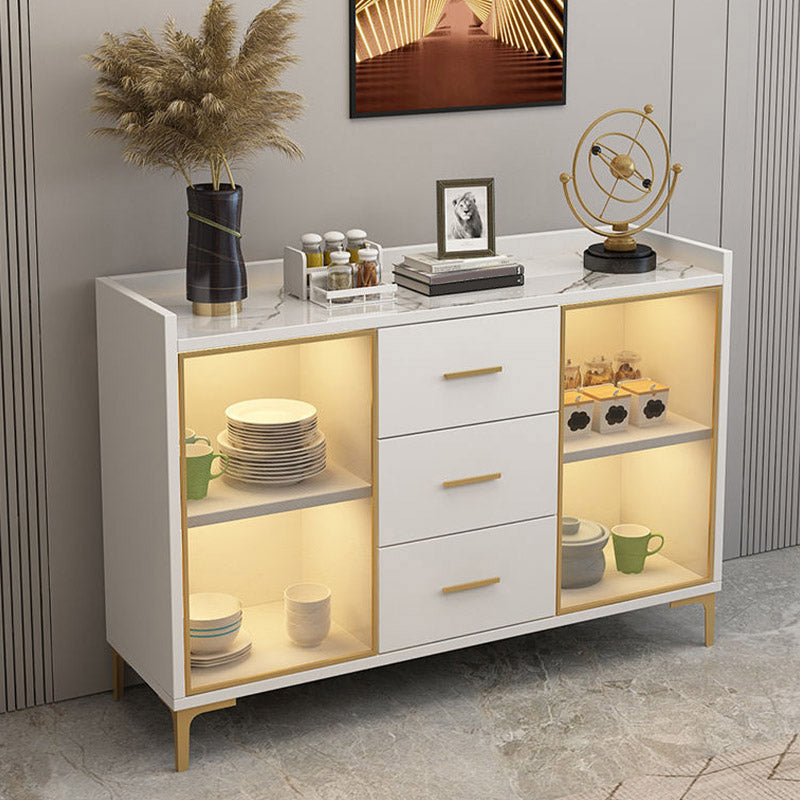 Sideboard in legno ingegnerizzato in stile glam con luci a LED