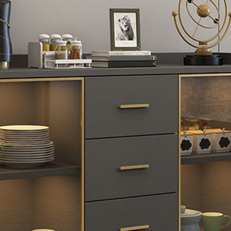 Sideboard in legno ingegnerizzato in stile glam con luci a LED