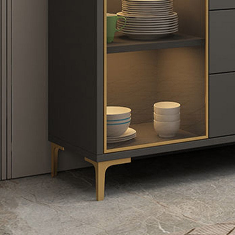 Sideboard in legno ingegnerizzato in stile glam con luci a LED