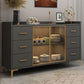 Sideboard in legno ingegnerizzato in stile glam con luci a LED