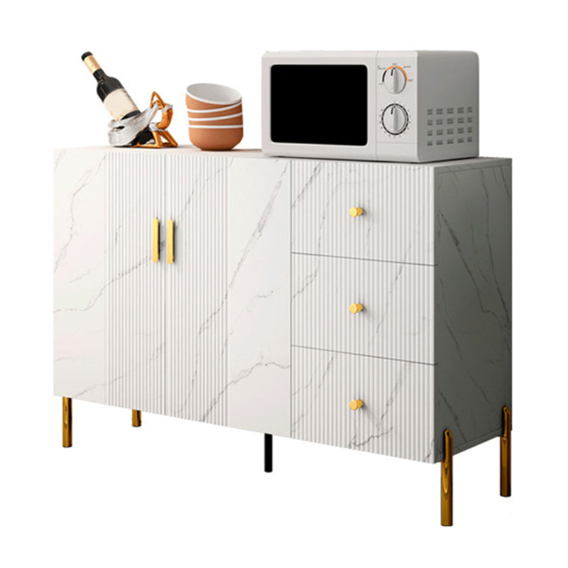 Glam Glass Door Sideboard Engineered Wood Side Board with 3 Drawers 47"L x 16"W x 33"H White Clearhalo 'buffet_sideboard' 'Buffets & Sideboards' 'furn' 'furn_buffet_sideboard' 'Furniture' 'Kitchen & Dining Furniture' 6732963