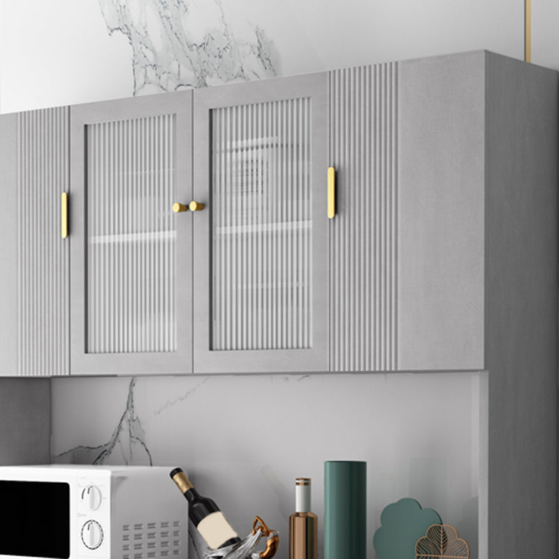 Glam Glass Door Sideboard Engineered Wood Side Board with 3 Drawers Clearhalo 'buffet_sideboard' 'Buffets & Sideboards' 'furn' 'furn_buffet_sideboard' 'Furniture' 'Kitchen & Dining Furniture' 6732972