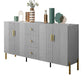 Glam Glass Door Sideboard Engineered Wood Side Board with 3 Drawers Grey Clearhalo 'buffet_sideboard' 'Buffets & Sideboards' 'furn' 'furn_buffet_sideboard' 'Furniture' 'Kitchen & Dining Furniture' 6732976