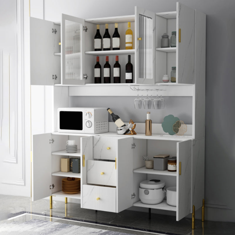 Glam Glass Door Sideboard Engineered Wood Side Board with 3 Drawers Clearhalo 'buffet_sideboard' 'Buffets & Sideboards' 'furn' 'furn_buffet_sideboard' 'Furniture' 'Kitchen & Dining Furniture' 6732982