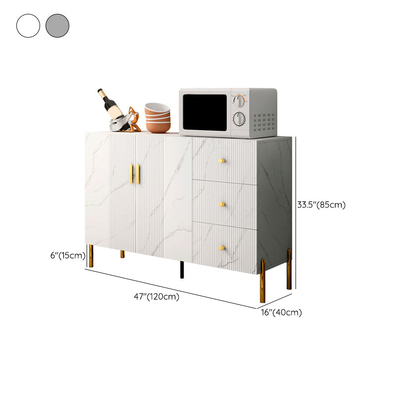 Glam Glass Door Sideboard Engineered Wood Side Board with 3 Drawers Clearhalo 'buffet_sideboard' 'Buffets & Sideboards' 'furn' 'furn_buffet_sideboard' 'Furniture' 'Kitchen & Dining Furniture' 6732991