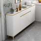 Cena in vetro Sideboard Sideboard White Mirroring Board con gambe metalliche