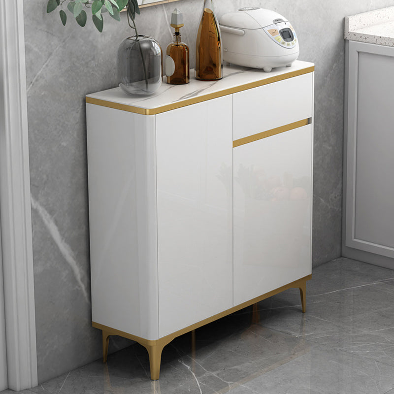 Cena in vetro Sideboard Sideboard White Mirroring Board con gambe metalliche