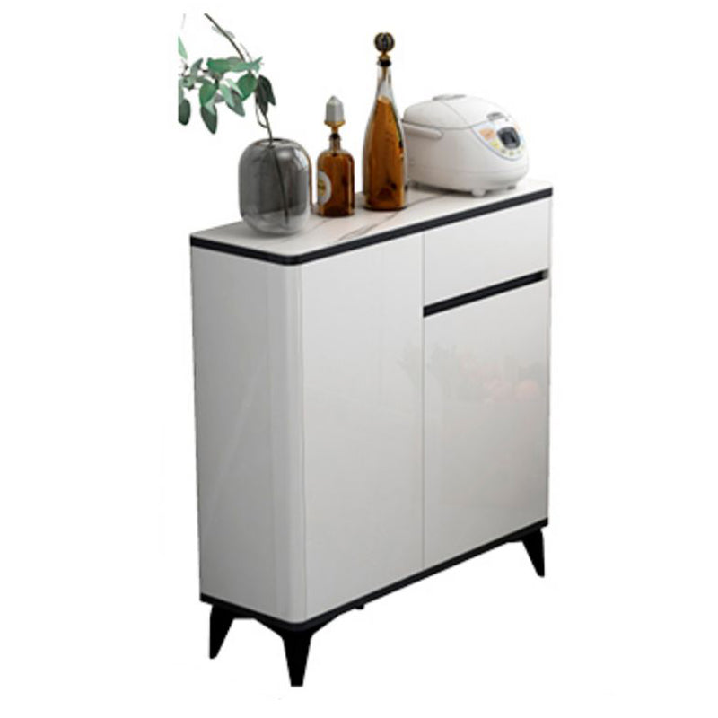 Cena in vetro Sideboard Sideboard White Mirroring Board con gambe metalliche