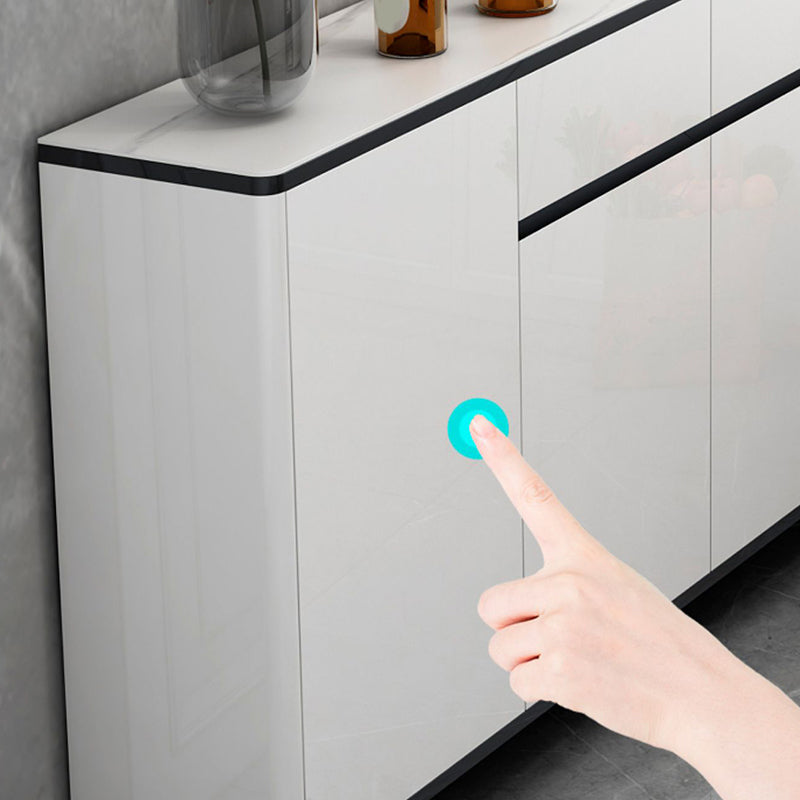 Cena in vetro Sideboard Sideboard White Mirroring Board con gambe metalliche