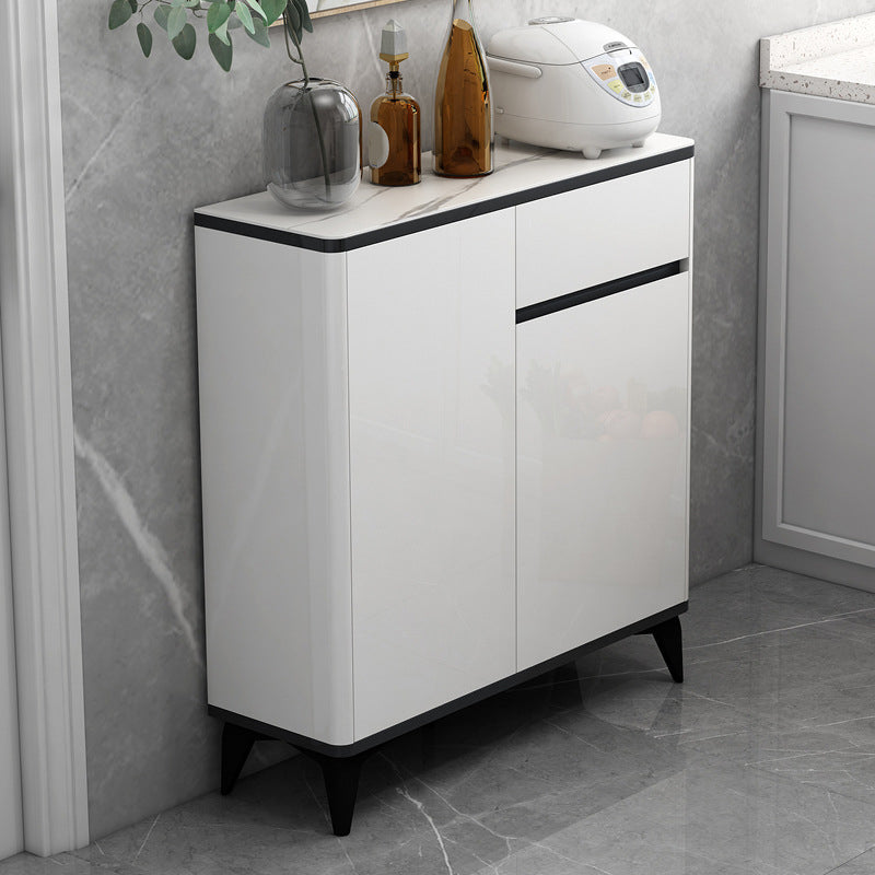 Cena in vetro Sideboard Sideboard White Mirroring Board con gambe metalliche