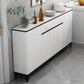 Cena in vetro Sideboard Sideboard White Mirroring Board con gambe metalliche
