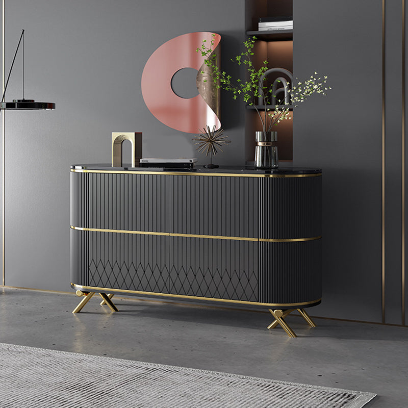 Glam Stone Top Sideboard Engineered Wood Side Board with Gold Legs Clearhalo 'buffet_sideboard' 'Buffets & Sideboards' 'furn' 'furn_buffet_sideboard' 'Furniture' 'Kitchen & Dining Furniture' 6733036