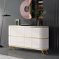 Glam Stone Top Sideboard Engineered Wood Side Board with Gold Legs Clearhalo 'buffet_sideboard' 'Buffets & Sideboards' 'furn' 'furn_buffet_sideboard' 'Furniture' 'Kitchen & Dining Furniture' 6733037