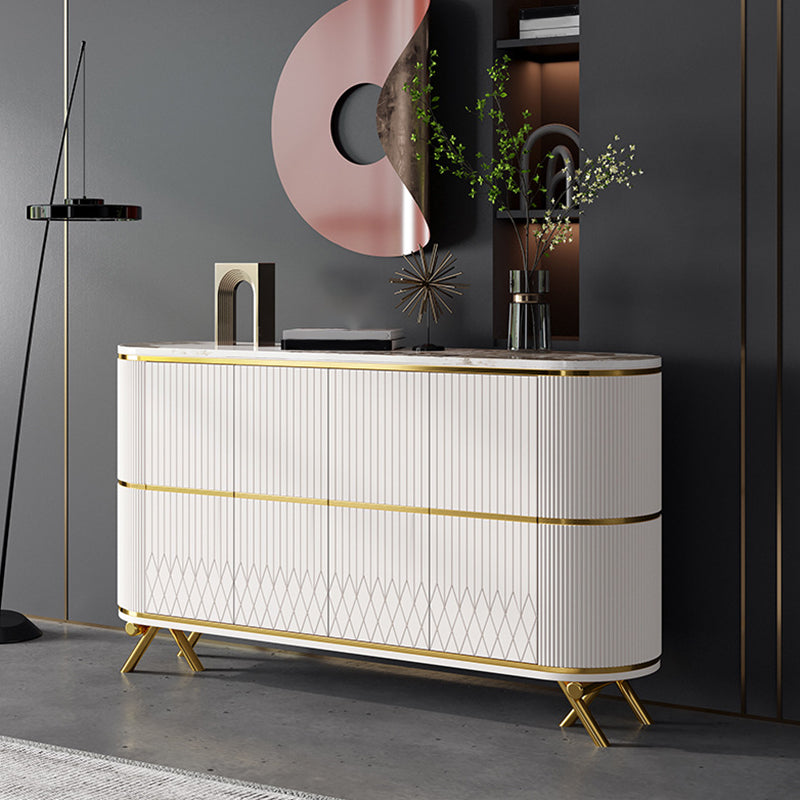Glam Stone Top Sideboard Engineered Wood Side Board with Gold Legs Clearhalo 'buffet_sideboard' 'Buffets & Sideboards' 'furn' 'furn_buffet_sideboard' 'Furniture' 'Kitchen & Dining Furniture' 6733037