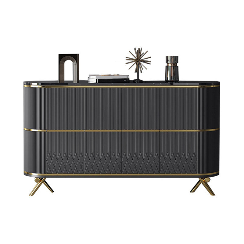 Glam Stone Top Sideboard Engineered Wood Side Board with Gold Legs Clearhalo 'buffet_sideboard' 'Buffets & Sideboards' 'furn' 'furn_buffet_sideboard' 'Furniture' 'Kitchen & Dining Furniture' 6733039