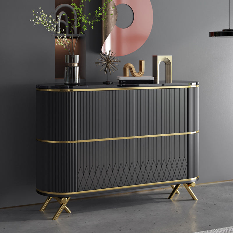 Glam Stone Top Sideboard Engineered Wood Side Board with Gold Legs Clearhalo 'buffet_sideboard' 'Buffets & Sideboards' 'furn' 'furn_buffet_sideboard' 'Furniture' 'Kitchen & Dining Furniture' 6733047