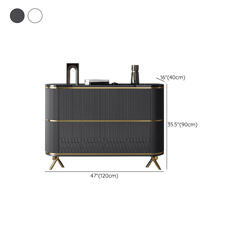 Glam Stone Top Sideboard Engineered Wood Side Board with Gold Legs Clearhalo 'buffet_sideboard' 'Buffets & Sideboards' 'furn' 'furn_buffet_sideboard' 'Furniture' 'Kitchen & Dining Furniture' 6733050