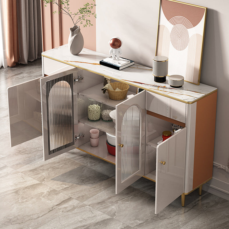 Scheda laterale in pietra bianca in stile glam con gambe dorate