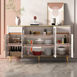 Scheda laterale in pietra bianca in stile glam con gambe dorate