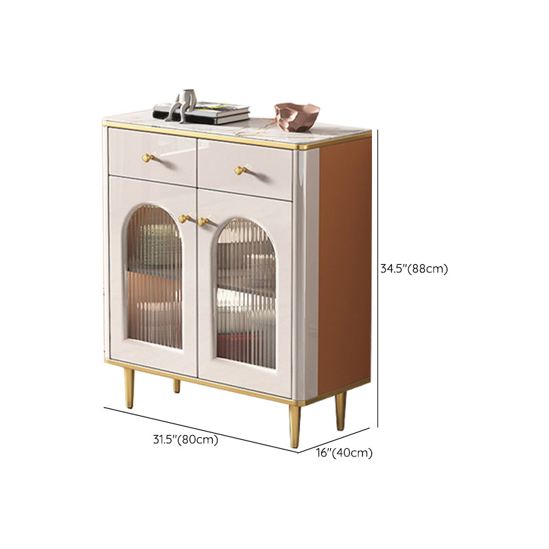 Scheda laterale in pietra bianca in stile glam con gambe dorate