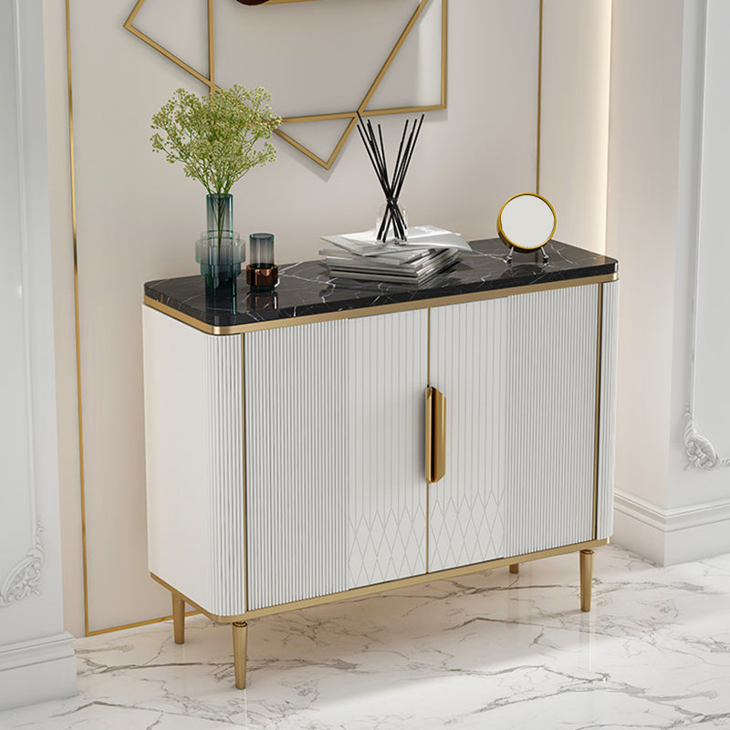 2ドア付きモダンな石のトップサイドボードエンジニアリングウッドサイドボード