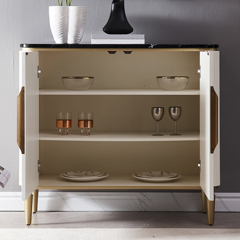 2ドア付きモダンな石のトップサイドボードエンジニアリングウッドサイドボード